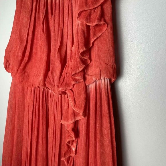Free People Aphrodite Womens Orange Tie Dye Asymmetrical Boho Ruffle Dress XS - Picture 3 of 9